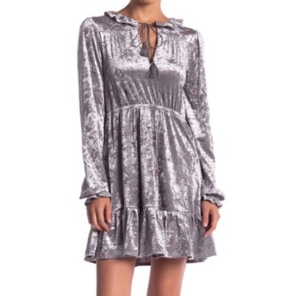 🔴 Romeo + Juliet silver grey crushed velvet dress long top Small NWT boho